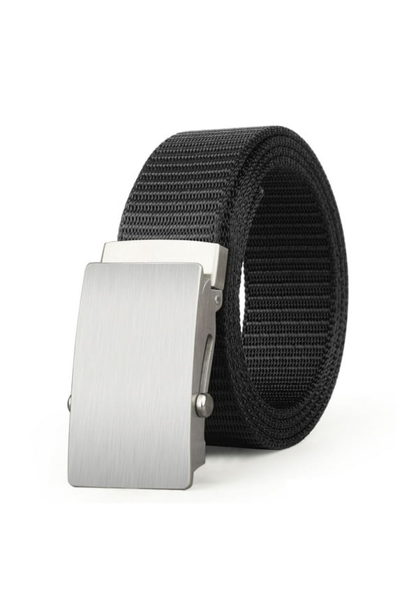 Mens Nylon Fabric Ratchet Belts for Men Metal Buckle Free Cut-to-Fit Up to 60 inches Long Black