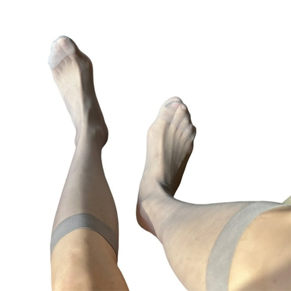 Mens Nylon Sheer Suit Sock Business Dress Socks with Reinforced Toe Solid Plain Thin Formal Dress Stockings