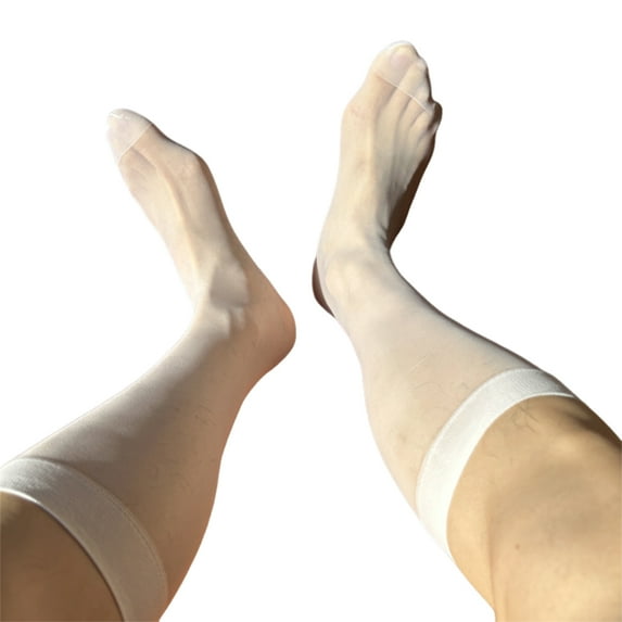 Mens Nylon Sheer Suit Sock Business Dress Socks with Reinforced Toe Solid Plain Thin Formal Dress Stockings