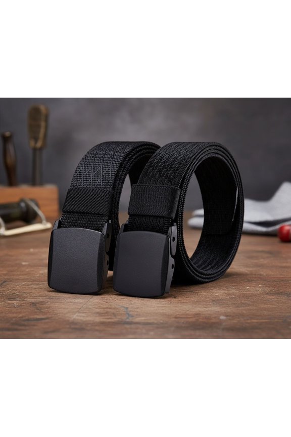 Mens Nylon Web Belt No Metal Nickel-Free Military Tactical Hiking Belt waist-below 36",Black W+black J (2 Pk Nylon Belt)