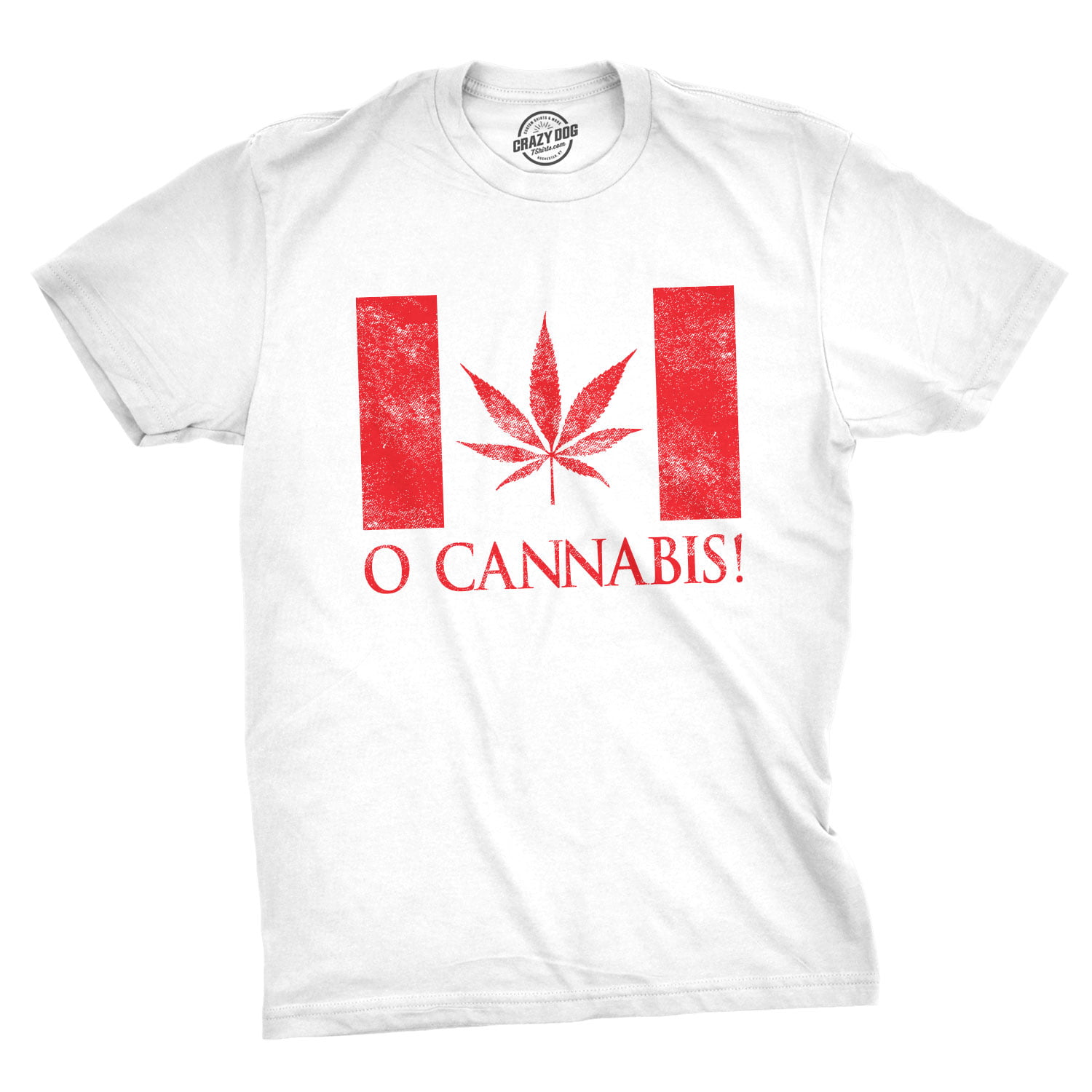 Mens O Cannabis Tshirt Funny Canada Marijuana Legalization Flag Tee (White) S Graphic Tees Walmart.com