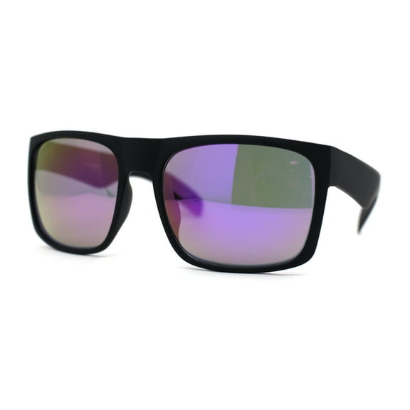 Mens OG Flat Top Rectangle Gangster Mob Shade Sunglasses Purple Mirror
