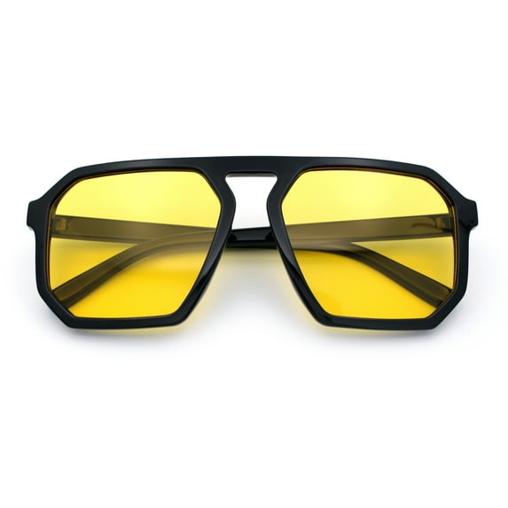 SA106 by Male Adult Octagon Geometric Plastic Racer Pilots Sunglasses, Yellow, 1