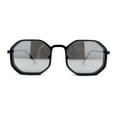 thumbnail image 1 of Mens Octagonal Dimensional Metal Rim Rectangle Steam Punk Sunglasses Navy Silver Mirror, 1 of 4