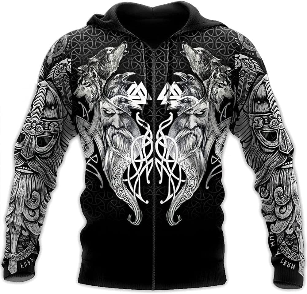 Viking 3D Sporthose Herren - Nordische Mythologie Design, Odin Wolf Motiv