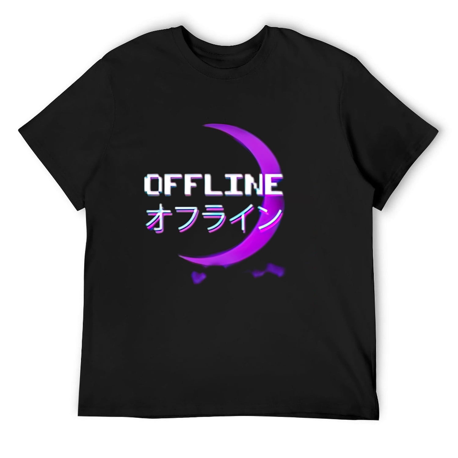 Mens Offline Aesthetic Vaporwave 90'S Purple Moon Premium T-Shirt Black 4X-Large