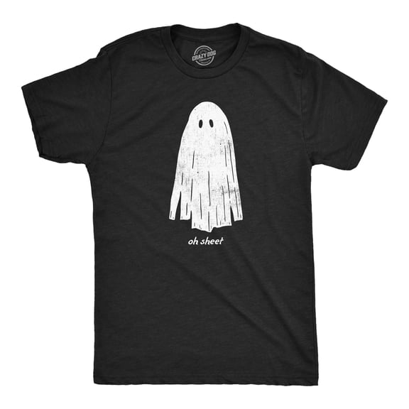 Mens Oh Sheet T Shirt Funny Spooky Halloween Party Ghost Bedsheet Joke Tee for Guys Graphic Tees