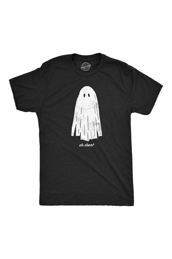 Mens Oh Sheet T Shirt Funny Spooky Halloween Party Ghost Bedsheet Joke Tee for Guys Graphic Tees