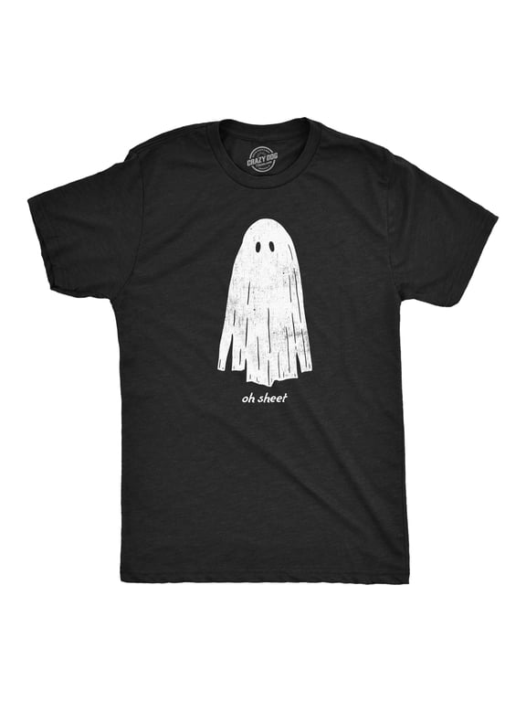 Mens Oh Sheet T Shirt Funny Spooky Halloween Party Ghost Bedsheet Joke Tee for Guys Graphic Tees