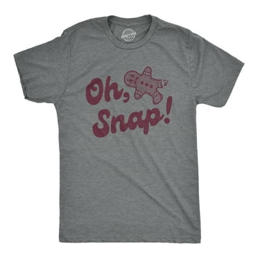 Mens Oh Snap T Shirt Funny Xmas Gingerbread Cookie Broken Leg Tee For Guys Graphic Tees