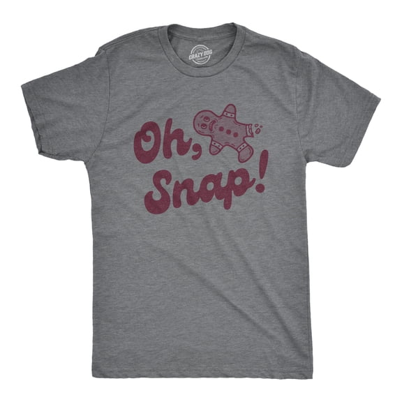 Mens Oh Snap T Shirt Funny Christmas Gingerbread Cookie Broken Leg Tee for Guys Graphic Tees