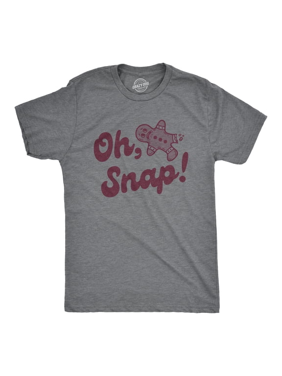 Mens Oh Snap T Shirt Funny Christmas Gingerbread Cookie Broken Leg Tee for Guys Graphic Tees