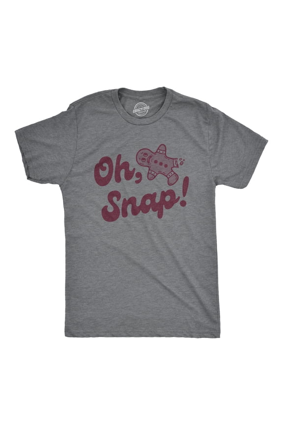 Mens Oh Snap T Shirt Funny Xmas Gingerbread Cookie Broken Leg Tee for Guys Graphic Tees