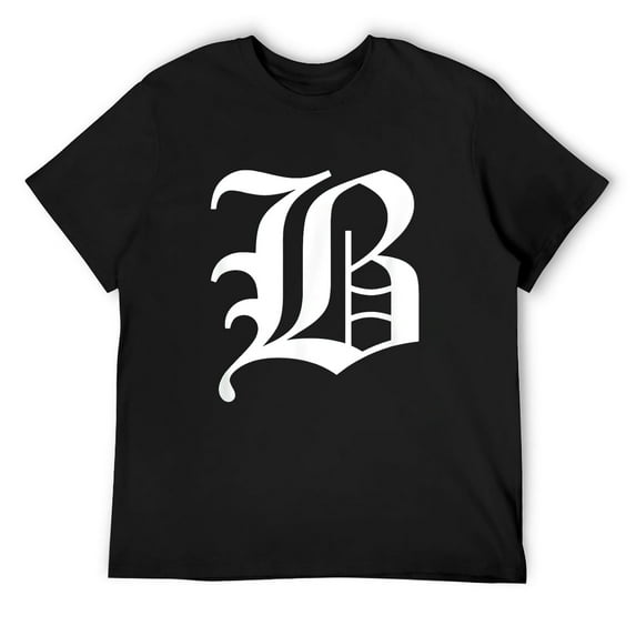 Mens Old English Letter B T-Shirt Black Small