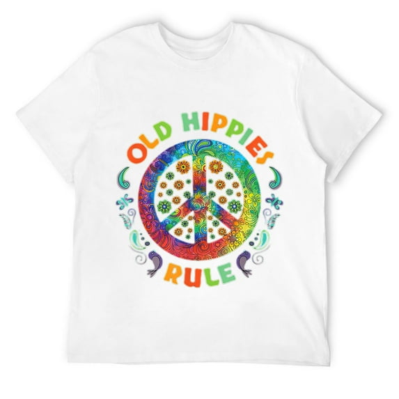 Mens Old Hippies Rule Hippie Vintage Retro Costume Hippy Gift T-Shirt White M