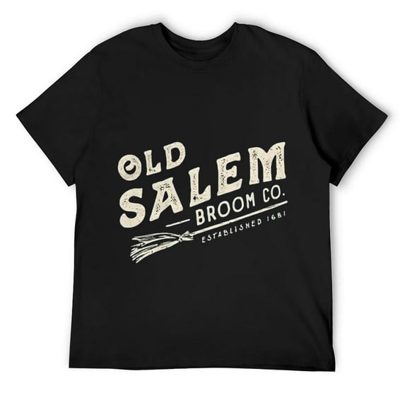 Mens Old Salem Broom Co Tshirt Funny Halloween Witch Tee Black