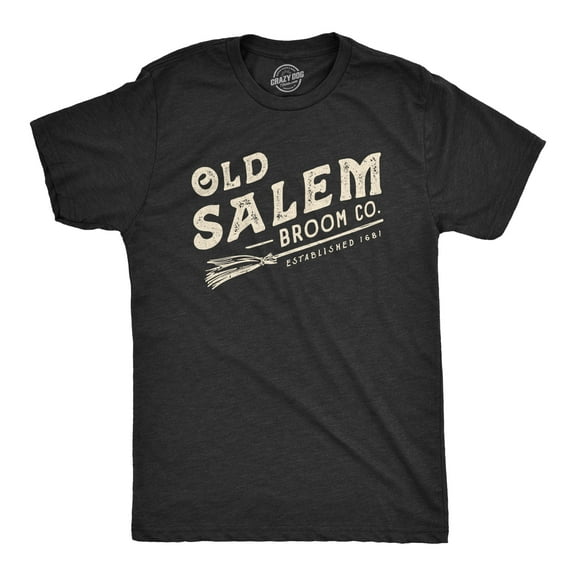 Mens Old Salem Broom Co T Shirt Funny Halloween Witch Tee Graphic Tees