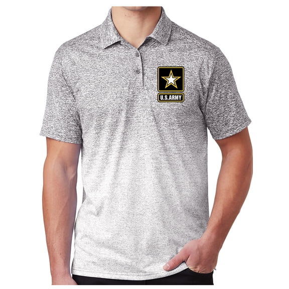 Mens Ombre ARMY Polo Shirt - White/Graphite, XL (pocket print)