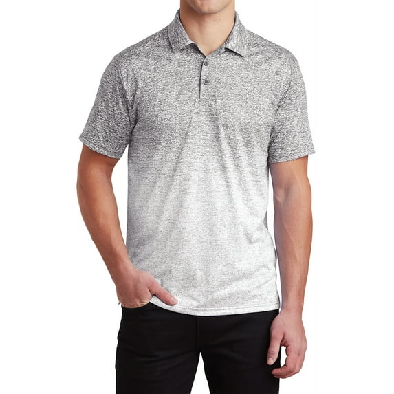 Mens Ombre Heather Polyester Polo White/ Graphite 4X-Large