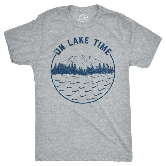 Mens On Lake Time T Shirt Cool Outdoor Camping Tee for Guys Graphic Tees