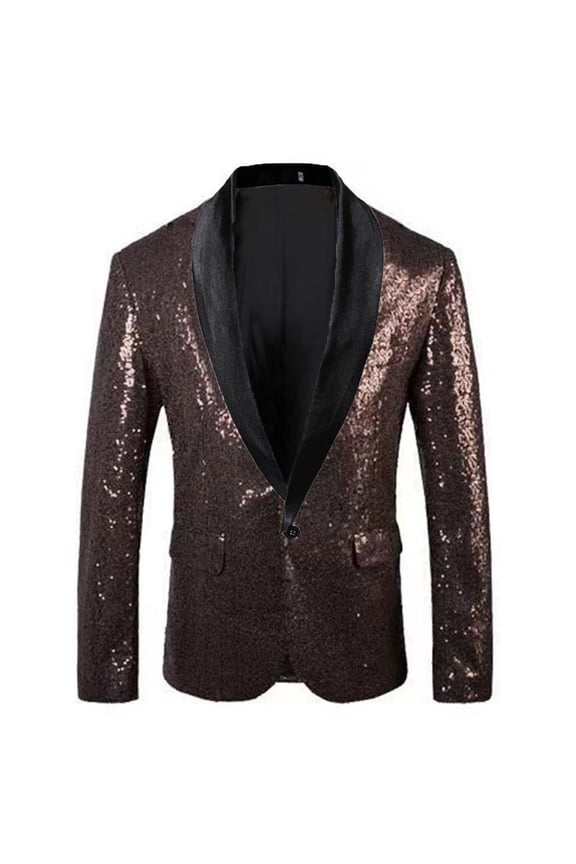 Mens One Button Sequin Gold Suit Jacket Luxury Notch Lapel Performance Tuxedo Suits Party Festival Wedding Prom Sport Coat