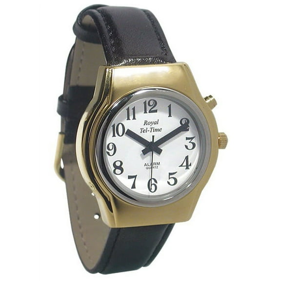 Mens One Button Talking Watch with Leather Band