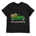 thumbnail image 1 of Mens One Lucky Gammy Green Plaid Truck Shamrocks St Patrick's Day T-Shirt Black, 1 of 5
