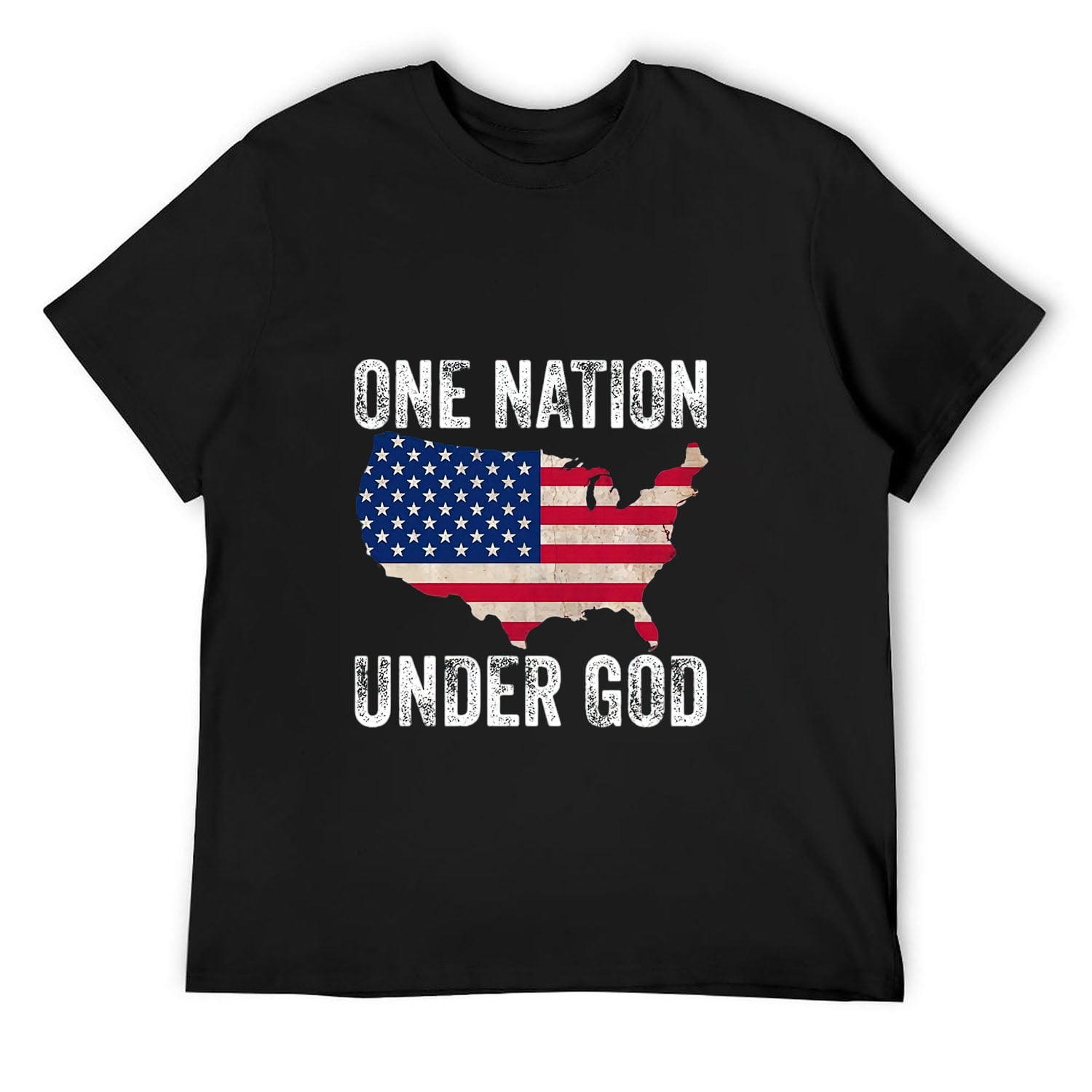 Mens One Nation Under God Vintage American Flag Design Christian T ...
