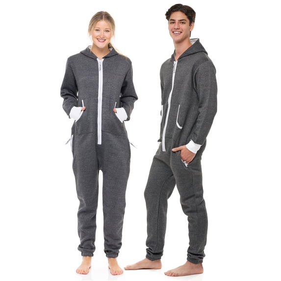 Men’s Onesies, Unisex Plain One-Piece Pajama Jumpsuit – Hooded Plain Onesies for Men, Cozy Adult Loungewear Playsuit