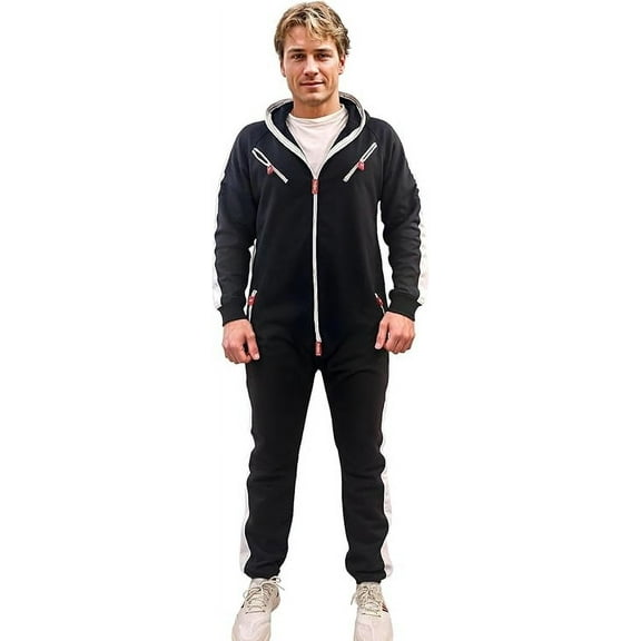 Men’s Onesies, Unisex Plain One-Piece Pajama Jumpsuit – Hooded Plain Onesies for Men, Cozy Adult Loungewear Playsuit