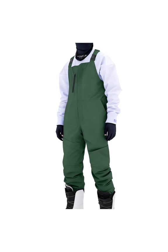 Mens One Piece Snow Bibs Waterproof Insulated Snow Bib Overalls Winter Warm Windproof Snowboard Pants Baggy Outdoor Ski Jumpsuit