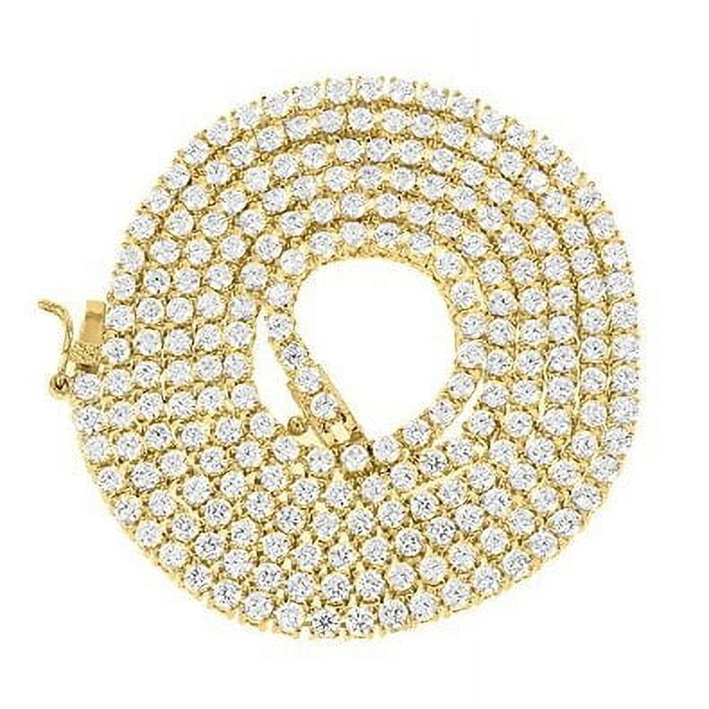 MASTER OF BLING Mens One Row Tennis Necklace Iced Out Cubic Zirconia 14k Yellow Gold Finish 3MM Mens Round 36" Chain Hip Hop
