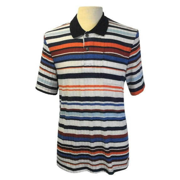 Mens Open-Back Shoulder Snap Polo, Red/Royal