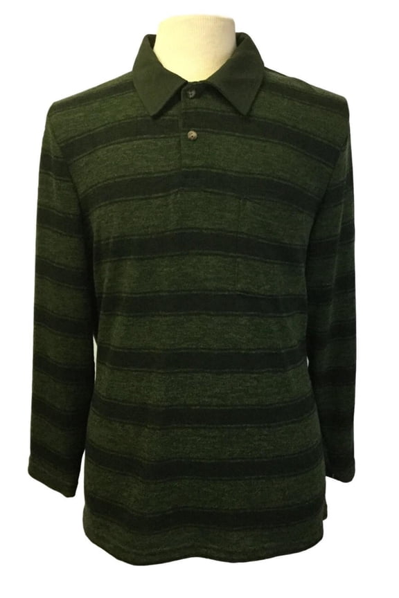 Mens Open-Back Shoulder Snap Polo Shirt- Olive