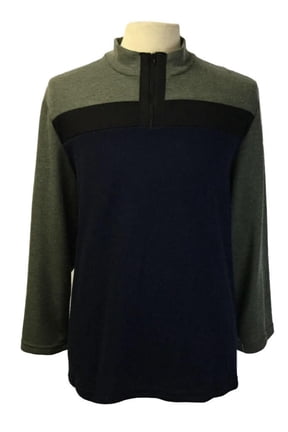 Mens Open-Back Shoulder Snap Pullover- Navy/Olive