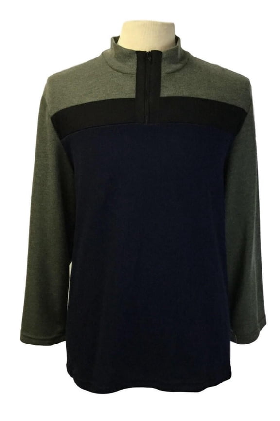 Mens Open-Back Shoulder Snap Pullover- Navy/Olive