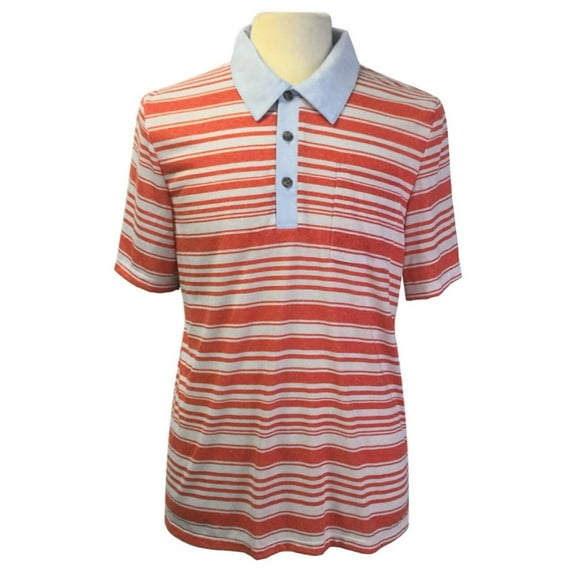 Mens Open-Back Shoulder Snap Shirt Collar Polo, Red