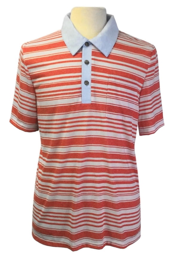 Mens Open-Back Shoulder Snap Shirt Collar Polo, Red