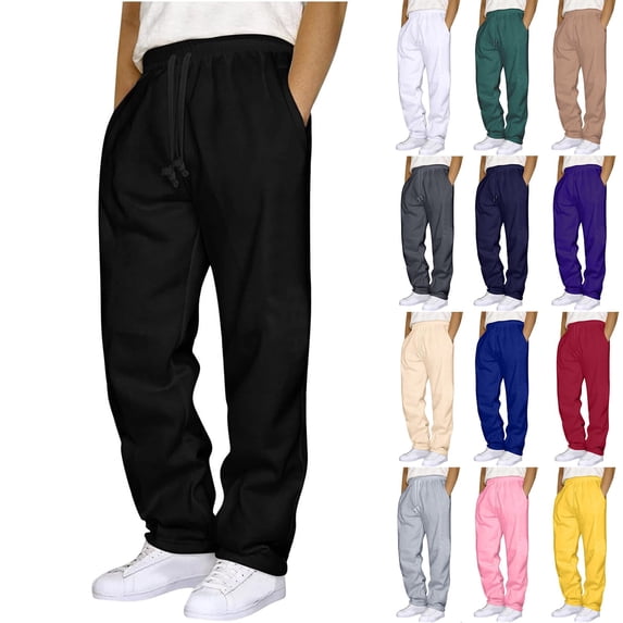 Mens Open Bottom Sweatpants - Breathable, Moisture Wicking, Athletic Joggers with Pockets for Running Purple 2XL