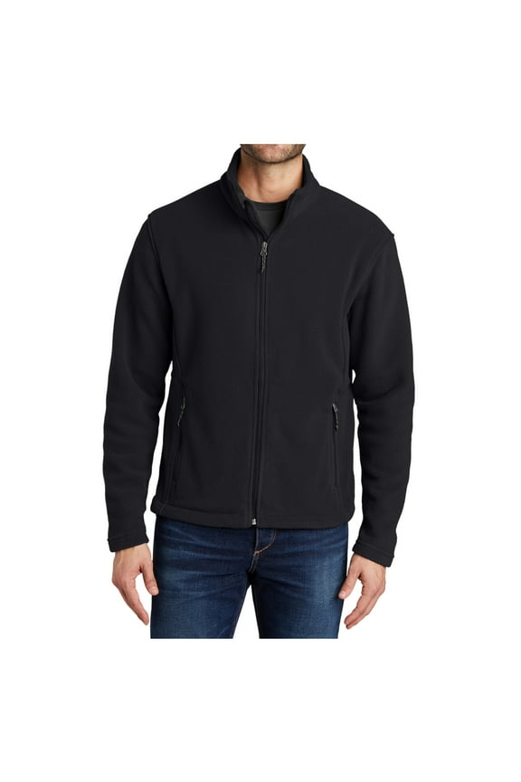 Mens Open Cuffs Midweight Value Polyester Fleece Jacket Black Large