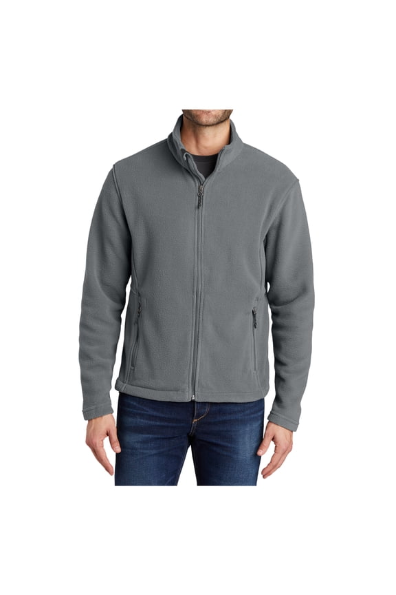 Mens Open Cuffs Midweight Value Polyester Fleece Jacket Deep Smoke Medium