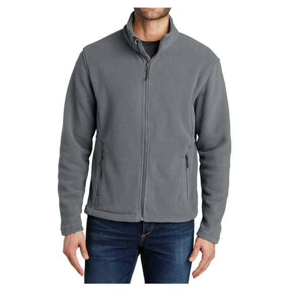 Mens Open Cuffs Midweight Value Polyester Fleece Jacket Deep Smoke X-Small
