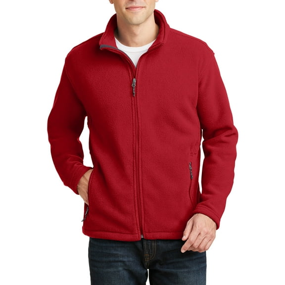 Mens Open Cuffs Midweight Value Polyester Fleece Jacket True Red 3X-Large