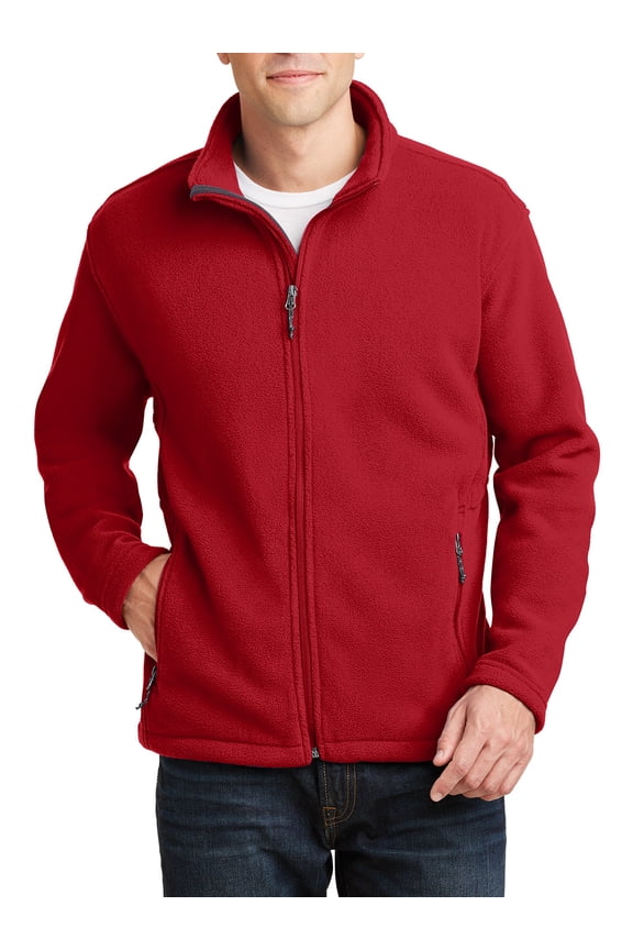 Mens Open Cuffs Midweight Value Polyester Fleece Jacket True Red 3X-Large