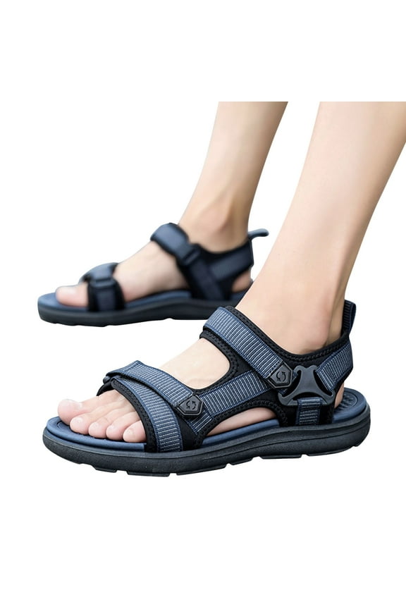 Mens Open Toe Platform Sandals Ankle Strap Causal Summer Sandals Comfortable Slip On Walking Shoes