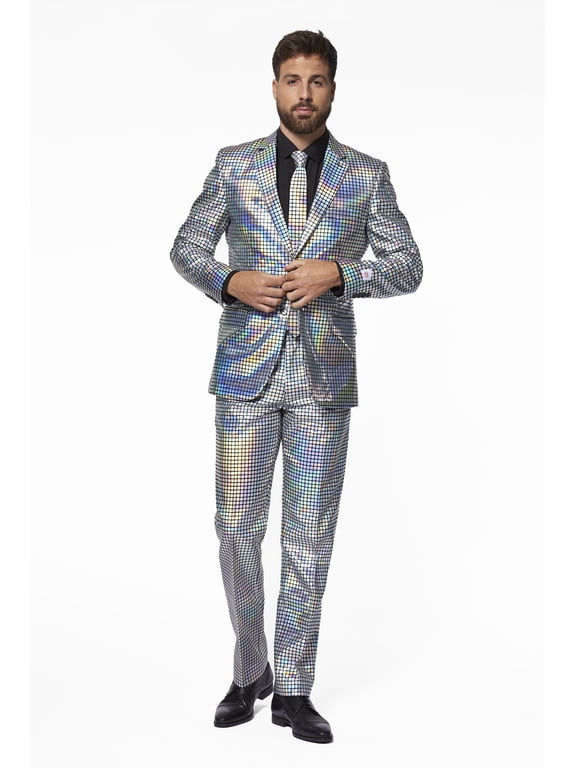 Men's Party Suit Size 42 Discoballer incl Long Sleeve Jacket & Tie & Pants