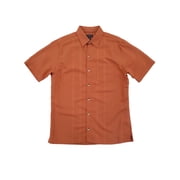 Mens Orange Stripe Classic Fit Air Short Sleeve Button-Down Shirt S 14-14.5