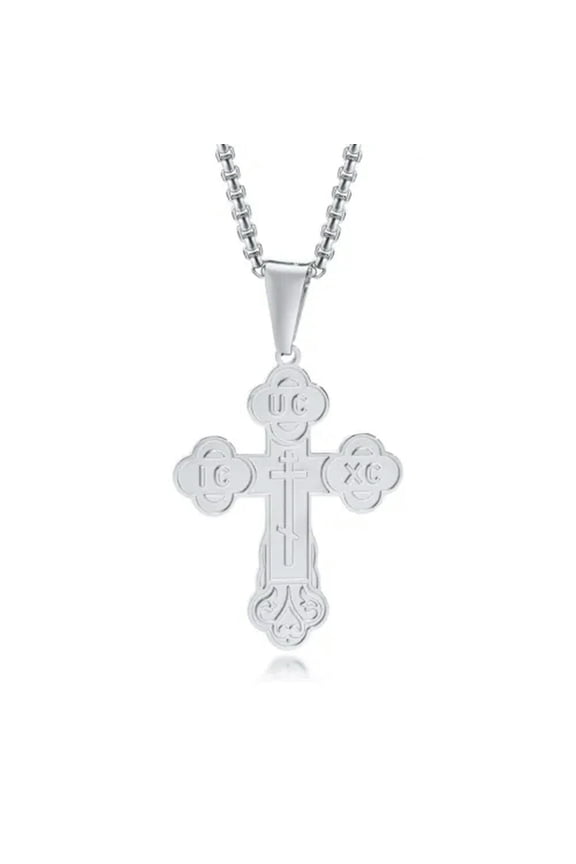 Mens Orthodox Cross Necklace Cross Pendant Faith Religious Prayer Gift Jewelry