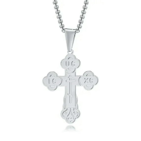 Mens Orthodox Cross Necklace Cross Pendant Faith Religious Prayer Gift Jewelry