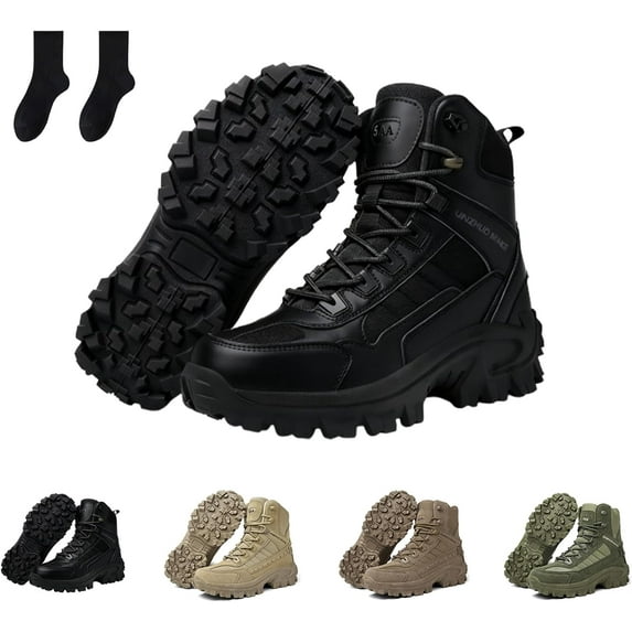 Mens Orthopedic Support Anti-Puncture Work Boots, Waterproof Anti-Sprain Hiking Boots, Handcrafted Slip On Hiking Sneakers